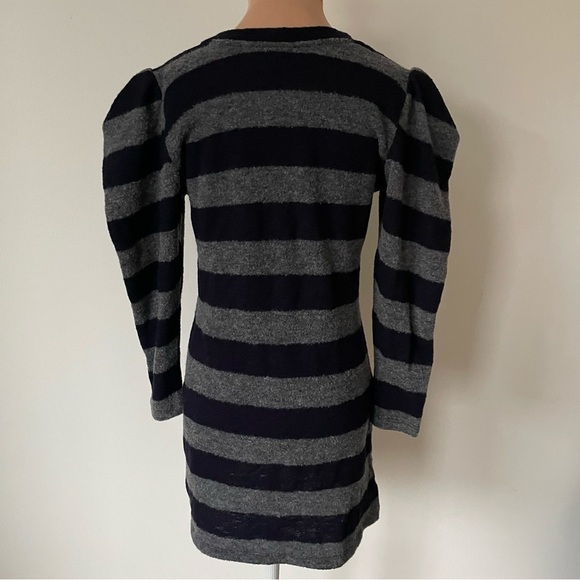 Amour Very Rosemary Stripe Puff Shoulder Long Sleeve Wool Blend Dress NWT Size S - Picture 7 of 12